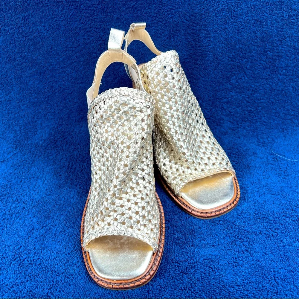 SAINT G, Gold, woven, chunky, 3 inch heel. Size 8, Worn Once